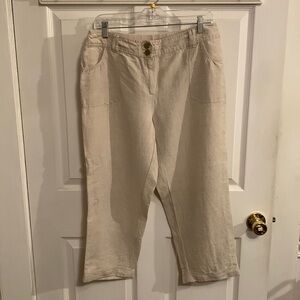 Linen Natural Rolled Hem Crops